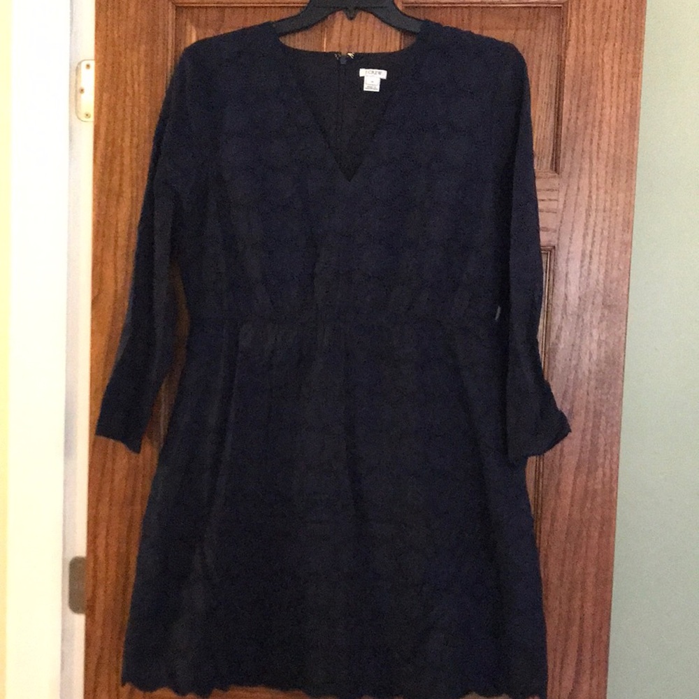 J Crew Navy Scallop Bottom Dress, 14